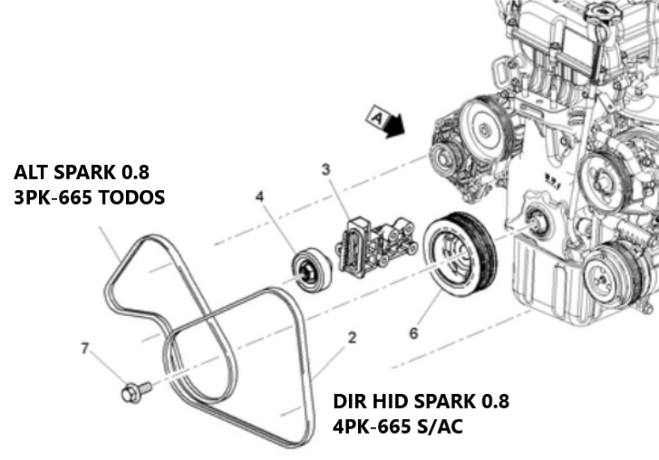 CORREA ALT SPARK 0.8 CON Y SIN AC